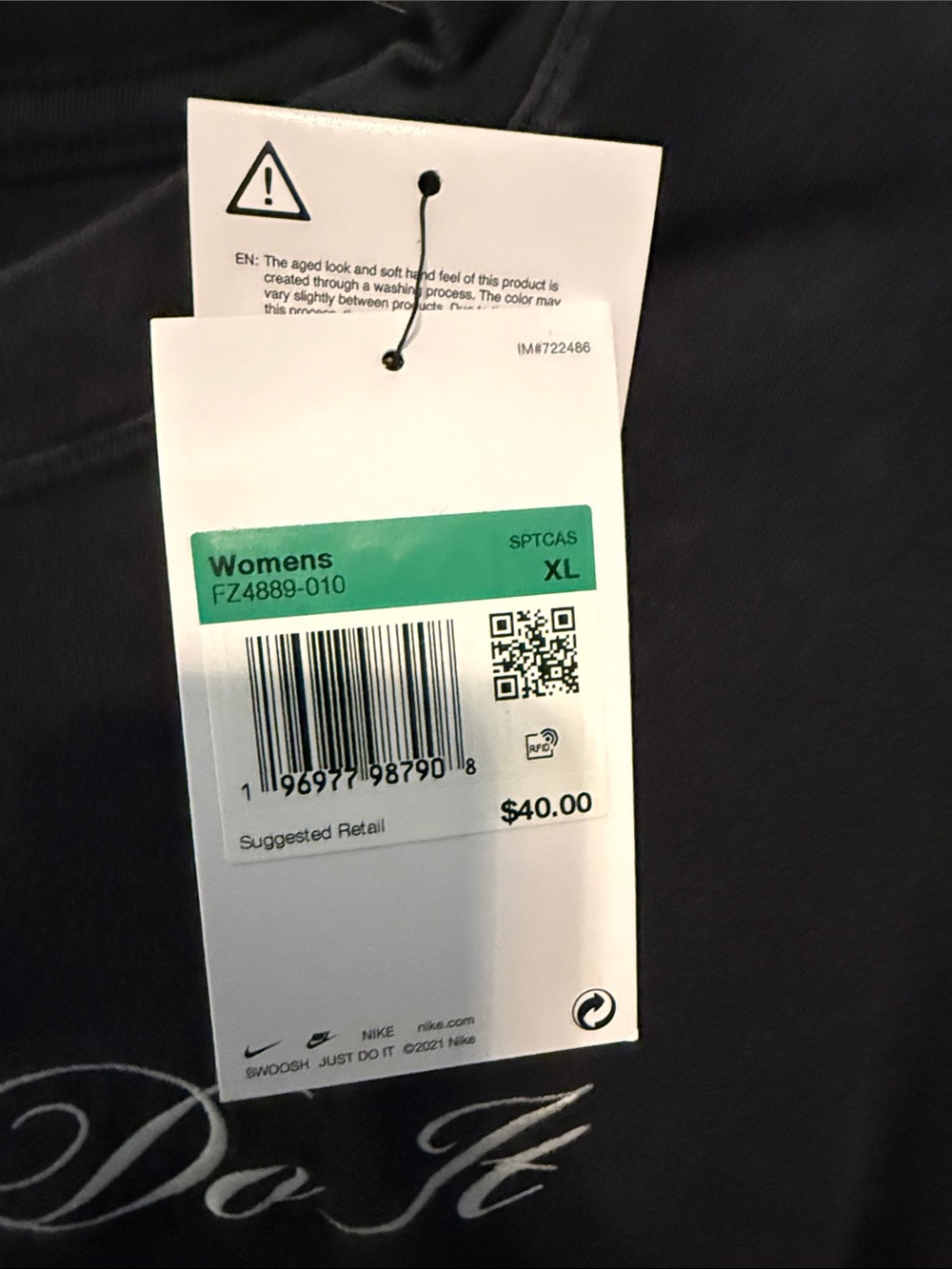 Nike Washed Black Short-Sleeve 'Just Do It' Script Tee - Picture 2 of 4